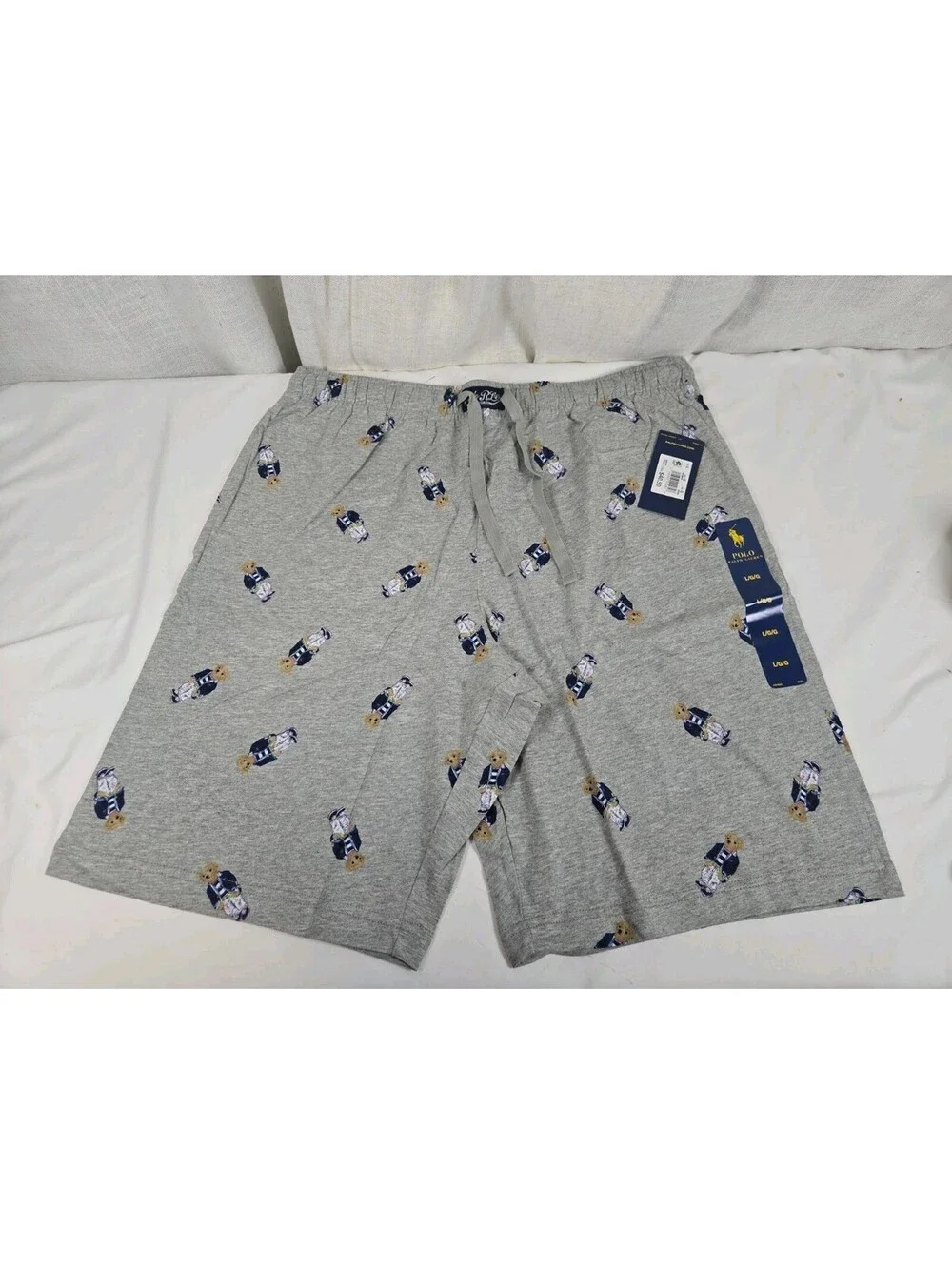 Polo Ralph Lauren Men's Gray Polo Bear Graphic Jersey Sleep Shorts Large